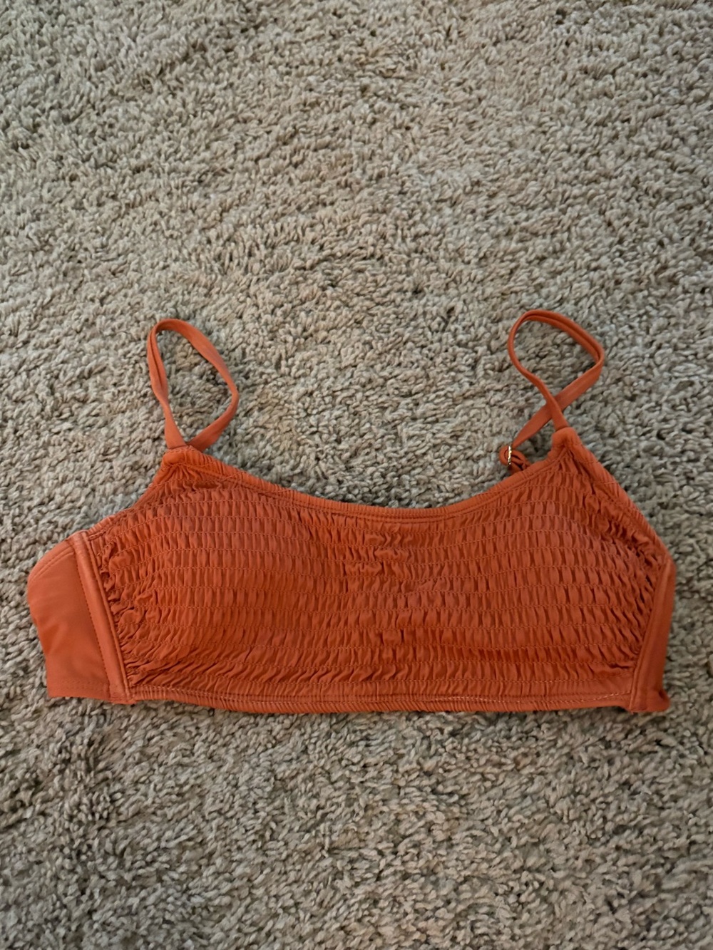 Xhilaration Burnt Orange Smocked Swim Top Size M